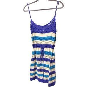 Flying Tomato Blue and Cream Crochet Dress size  Large